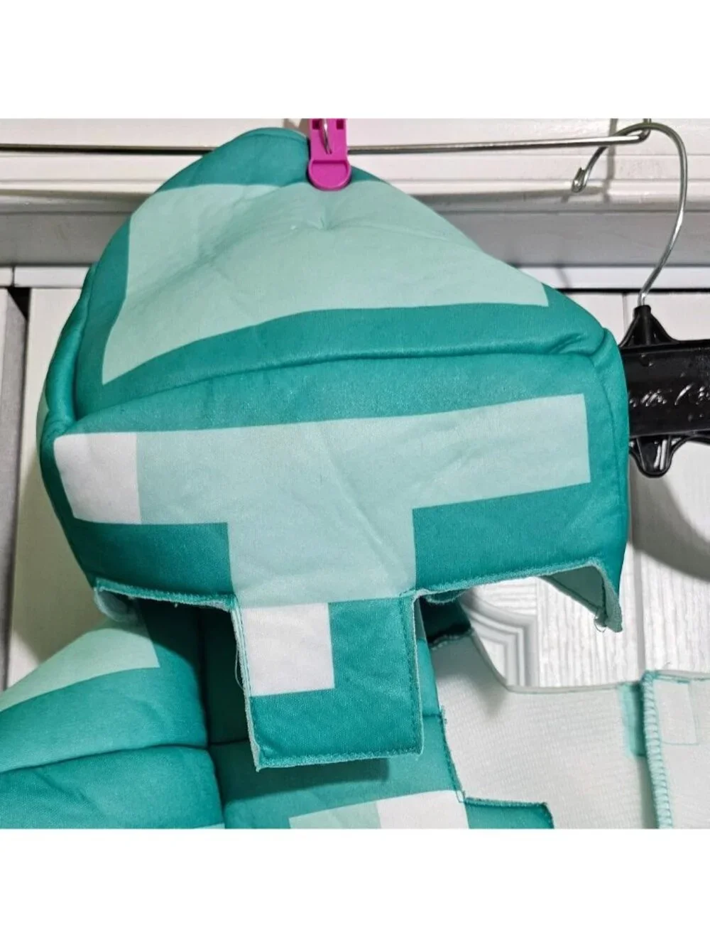 Minecraft Diamond Armor Costume Kids 4-6 Steve Alex Pixel Padded 3D Tunic Hat - Picture 5 of 6